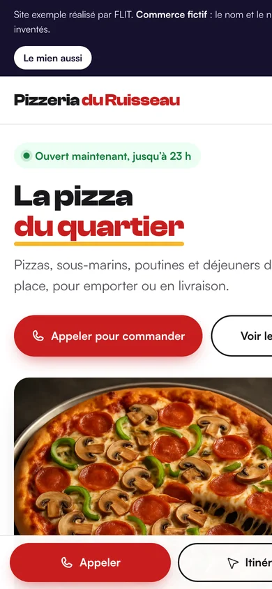 Le même site, vu sur téléphone